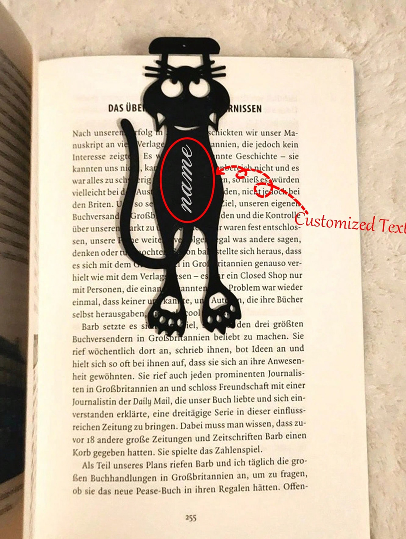 Custom Text/Logo Cat-Shaped Acrylic Hollow Bookmark, Creative Black Cat Hanging Bookmark